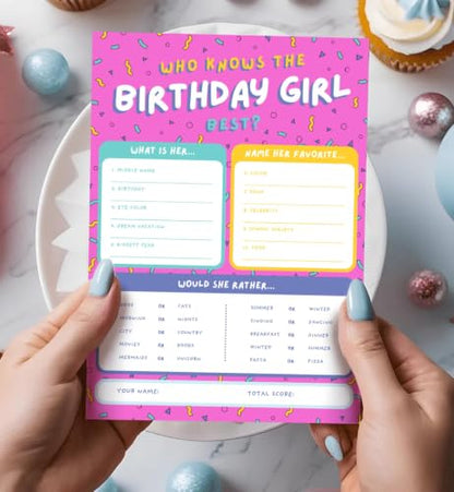 Markt Who Knows The Birthday Girl Best, Birthday Party Games for Kids Party Games, Game Supplies and Activities for Teens, Boys or Girls (Pink) - color: Who Knows the Birthday Girl Best