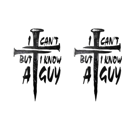 I Can't But I Know A Guy Christian Car Decal,Jesus Faith Cross Vinyl Sticker,Religious Bible Verse Sticker for Car Truck Window,Durable,Weatherproof Outdoor Vinyl (2, Black) - color: Black