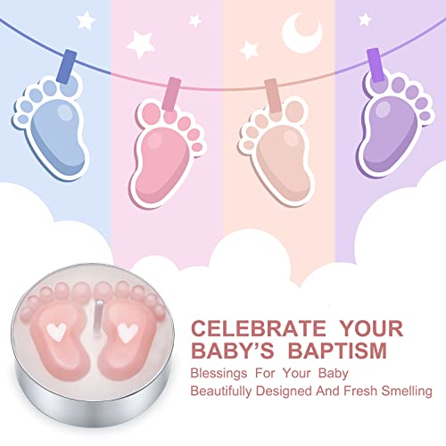 Treela 20 Sets Baby Shower Favor Pink Tea Light Candles Organza Bag Cards - color: Pink