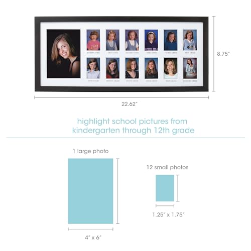 Pearhead School Years Graduation Frame, K-12 Photo Collage Photo Frame - color: K-12 Frame, size: 2.5X3.5