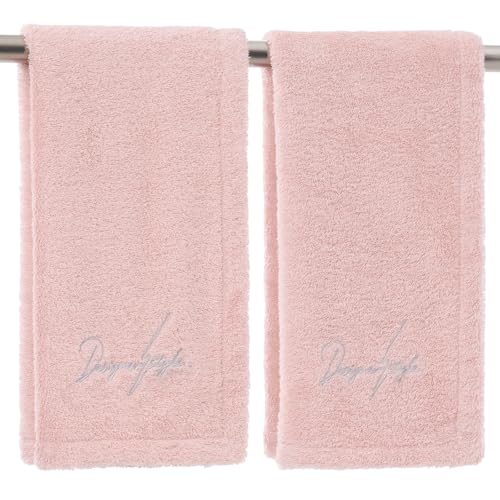 REDKISS Pink Hand Towels, Soft & Absorbent 100% Cotton for Bathroom, Kitchen & Guest Use, 14" x 31", 2-Pack - color: Pink
