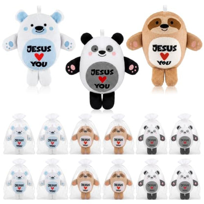 Silipull 12 Pcs Jesus Loves You Stuffed Animals 4.53" Religious Gifts Bulk - color: Jesus Loves You, size: 4.53''