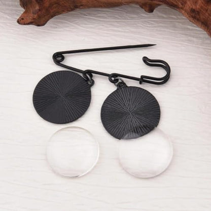 Wedding Double Picture Frame Brooch for Bride Grooms Boutonniece Pin for Wedding Bouquet - color: black two