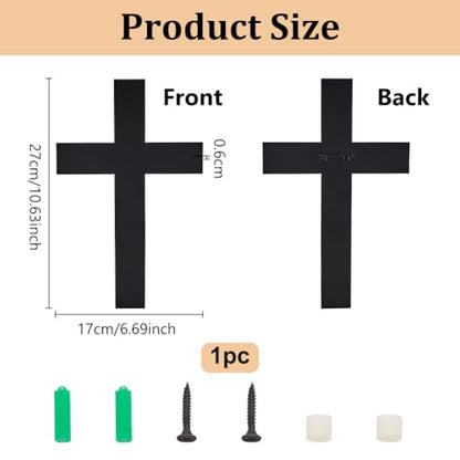 OLYCRAFT Metal Cross Wall Decoration 10.6x6.7 Inch Black Wall Hanging Crucifix Iron Cross Walls Mounted Ornament Metal Decorative Hanging Crosses for Walls Home Weddings Party Favors Decoration