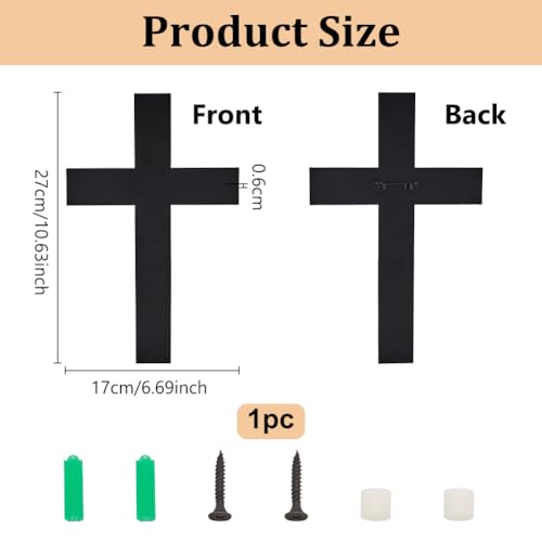 OLYCRAFT Metal Cross Wall Decoration 10.6x6.7 Inch Black Wall Hanging Crucifix Iron Cross Walls Mounted Ornament Metal Decorative Hanging Crosses for Walls Home Weddings Party Favors Decoration