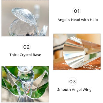 2pcs Crystal Angel Figurines Gift For Mom Art Glass Guardian Angel Statues - style: Angel with Purple Flower-2pcs