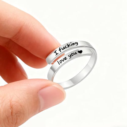 Faith Over Fear Cross Inspirational Rings for Women Daughter, Christian Blessed Hope Love Encouragement Rings Adjustable Open Tiny Purity Wrap Thumb Cross Ring Jewelry Graduation Cocktail Party - color: I fcking love you