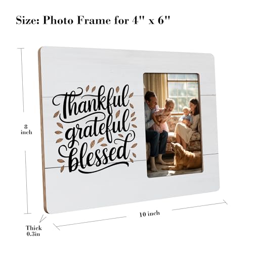 Christian Blessed Gifts Picture Frame, Thankful Grateful Blessed, Religious Gift for Mom Father Friends Frames Fits 4x6 Photo - color: Purple