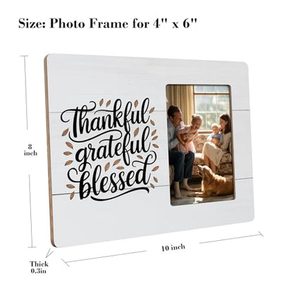 Christian Blessed Gifts Picture Frame, Thankful Grateful Blessed, Religious Gift for Mom Father Friends Frames Fits 4x6 Photo - color: Purple