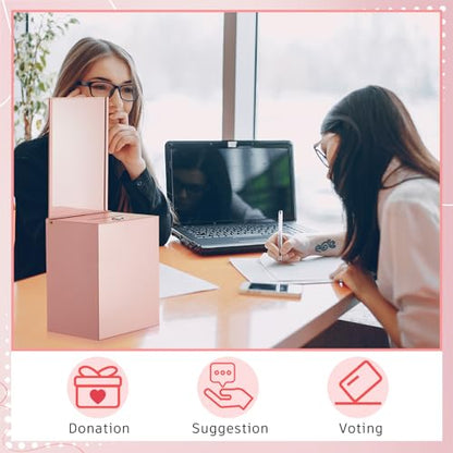 Metal Donation Box for Fundraising,Basic,Pink - color: Pink