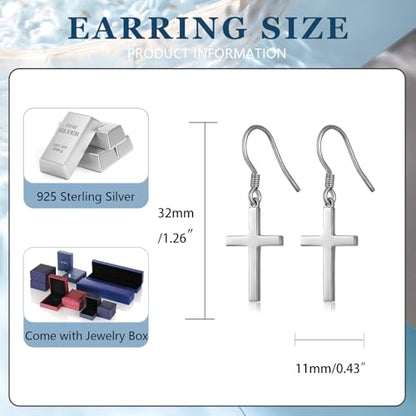 Han han 925 Sterling Silver Cross Earrings for Women and Men - style: B-Dangle cross earrings