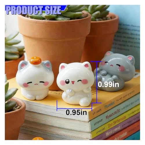 Craedli 6PCS Cute Cat Car Dashboard Decorations, Mini Resin Cats Figurines Rear View Mirror Accessories, Funny Center Console Ornament Car Interior Decoration for Office Desk Home(Cat) - size: Cat
