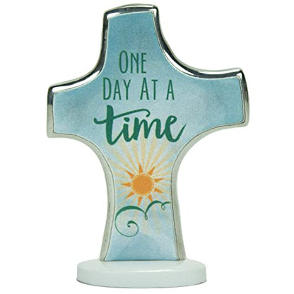 Cathedral Art Abbey & CA Gift One Day at a Time Standing Bedtime Prayer Cross, Blue, One Size (SQP140) - style: Bedtime Prayer