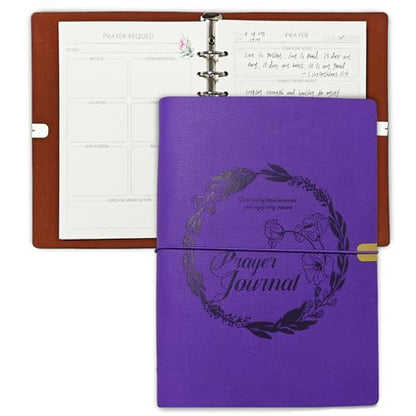 Prayer Journal for Woman, Leather Bible Journal - color: Purple