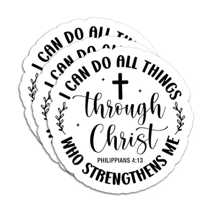 (3Pcs) I Can Do All Things Through Christ Philippians 4:13 Sticker - color: I Can Do All Things Through Christ Round