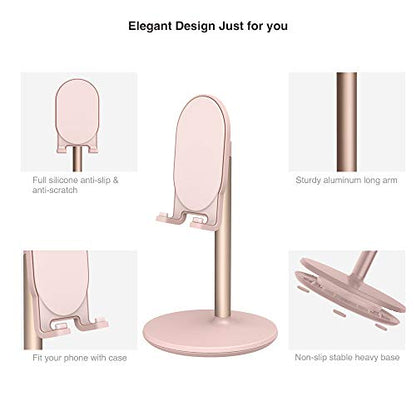 Bright Stone Phone Stand for Desk, Adjustable Cell Phone Holder for Desk, Compatible with 4"-12.9" Phones/Tablet/iPhone/iPad/Switch (Pink) - color: Pink