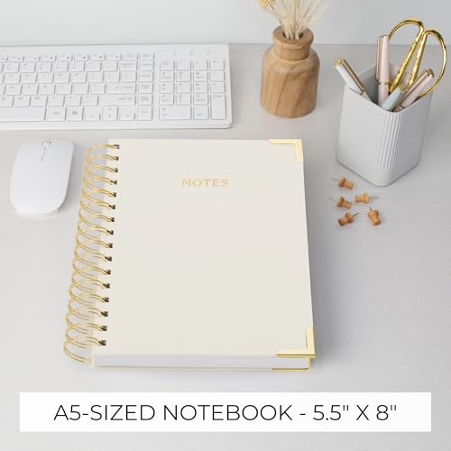 Aesthetic Thick Spiral Notebook Journal For Women in A5 - Linen Hardcover - color: Beige, size: A5