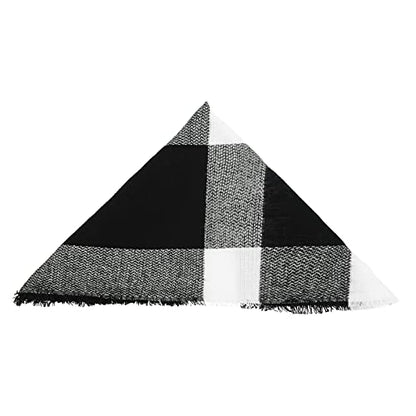 American Trends Scarfs for Women Winter Triangle Scarf Classic Plaid Warm Scarf Soft Scarves Knitted Wrap Shawl - color: Triangle Black & White