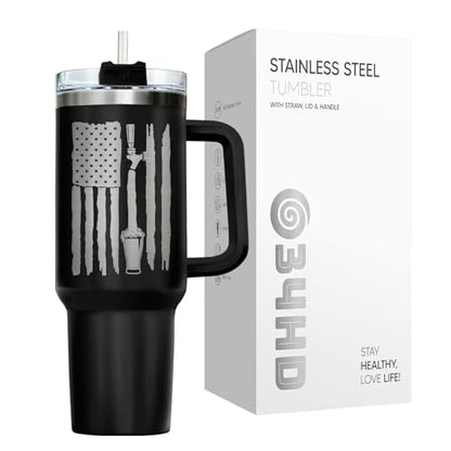 34HD Dad Skeleton Surviving Fatherhood 40 oz Tumbler with Handle, Dad Gift - color: Surviving Fatherhood