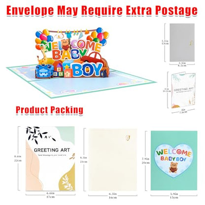 GREETING ART New Baby Boy Card, Baby Shower Pop Up Card for Boy - color: Baby Boy
