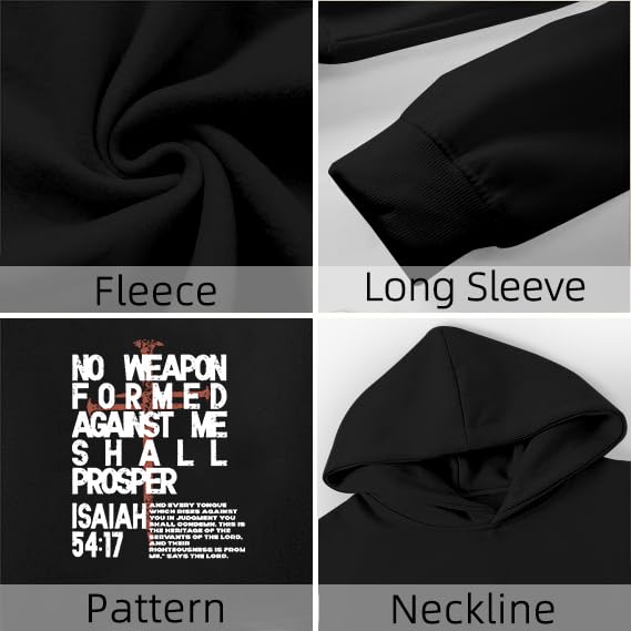 Christian Hoodies for Men Jesus Religious Faith Tops - color: Black, size: XX-Large