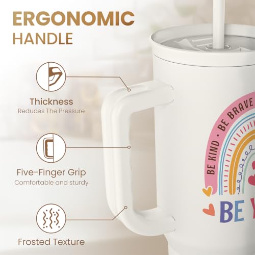 Inspirational Tumbler with Handle 40oz, Positive Reminder Coffee Cups Stainless Steel Travel Mug, Daily Inspiration Motivational Gifts for Women Girls Friends Coworker, Gift for Birthday Christmas - color: Inspiration 1