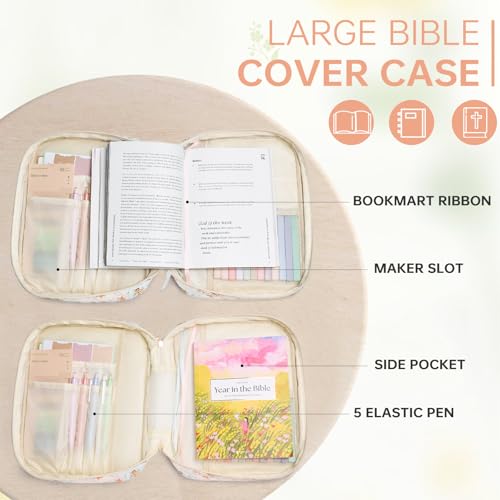 Bible Bag Cover Case for Women Study Supplies Kit Church Book Holder - color: Autumn Butterfly Bloom
