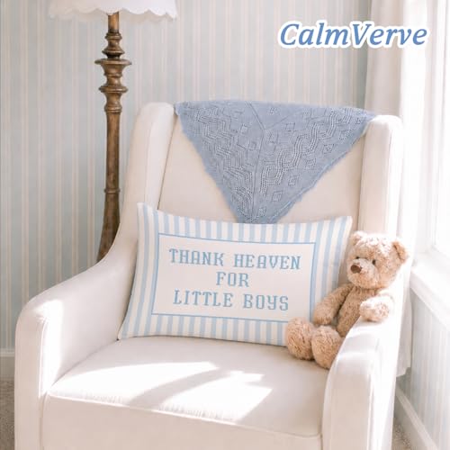 Blue Heaven for Little Boys 12x20 Pillow Cover Newborn Gifts - color: Thank Heaven for Little Boys-b-12x20