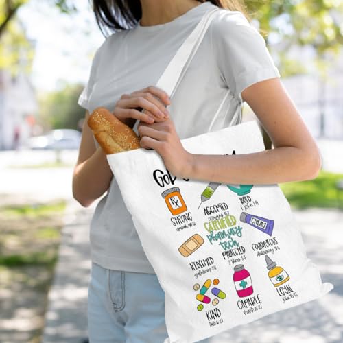 VICBOU Bible Verse Canvas Tote Bag, Inspirational Religious Christian Gifts for Women Men Canvas Tote Reusable Grocery Bags - color: Godsays03