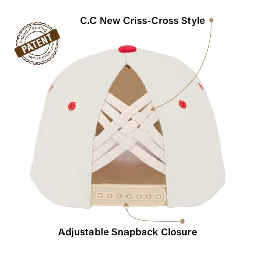 C.C Women's Criss-Cross Ponytail Trucker Hat - Snapback, One Size - color: Floral Flag-red