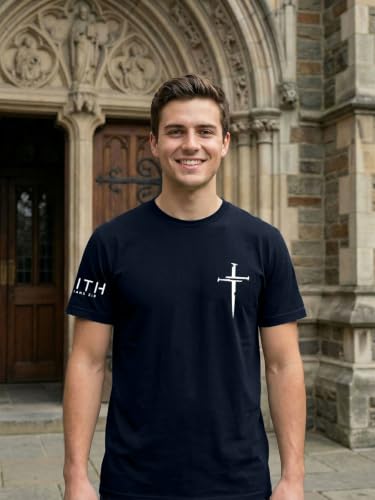 Christian Shirts for Men Religious Cross Shirt Faith Graphic Tees - color: Darkblue, size: 3X-Large