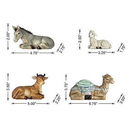 Glitzhome 12Pcs Nativity Figurines Sets for Christmas Indoor, Deluxe Blue Resin Christian Nativity Set Xmas Nativity Scene Tabletop Ornaments Miniatures Statue Nativity Figures Collectible 10" x 26" - size: 10 x 26.00 Inches-Blue