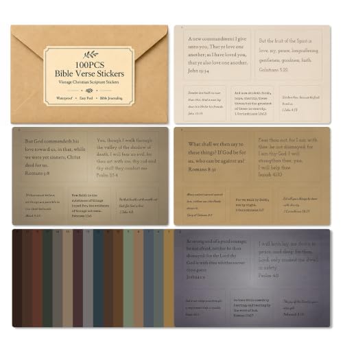 Bible Verse Stickers, 100pcs Vintage Christian Scripture Stickers