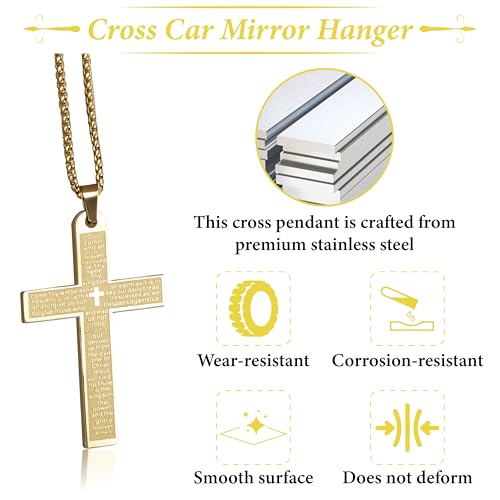 Cross Pendant for Car Rear View Mirror, Car Rearview Hanging Cross (Gold) - color: gold