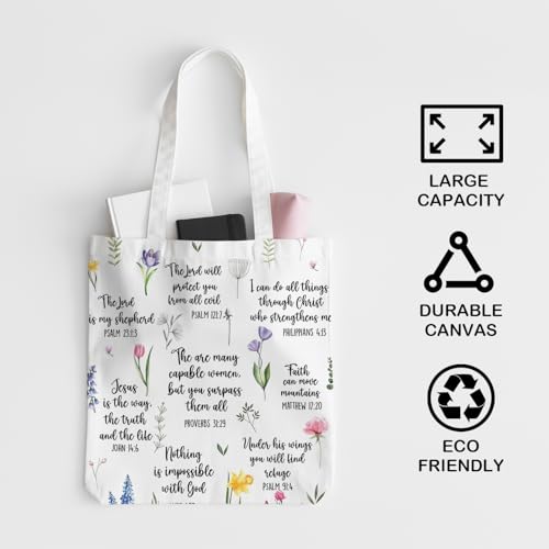 JINYO Christian Canvas Tote Bag, Bible Tote Bags for Women - color: Christian Tote Bag-c