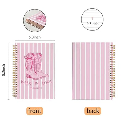 VNWEK Pink Christian Western Cowgirl Spiral Notebook Journal 5.5 x 8.3 Inch, Ephesians 5:2 Bible Verse Journal, Preppy Cowgirl Boots Religious Lined Hardcover Spiral Notebook - color: Pink Christian Western