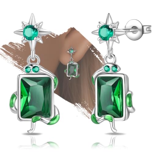 925 Sterling Silver Cute Animal Unique Huggie Hoop Earrings for Women - color: Snake Star