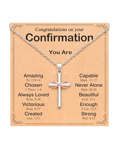 UPROMI Faith, Love & Blessings – Baptism & Confirmation Gifts Infinity Cross Necklace for Women & Girls, Christian Jewelry - style: Confirmation