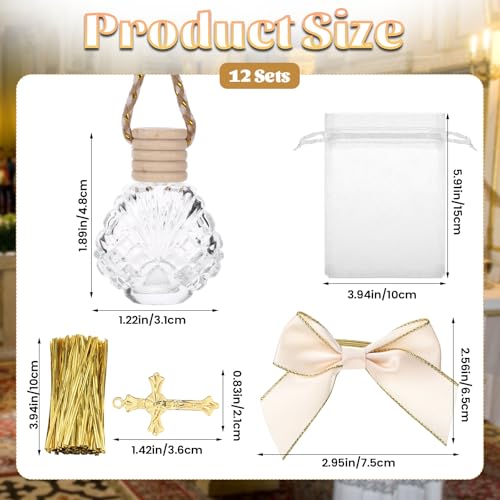 12 Sets Holy Water Bottles Baptism Favors for Guest Holy Water Container with Cross, 10ml Glass Catholic Gifts for Church Communion Gifts Christian Wedding Baptism Party Favors Decorations (Square) - color: Style 1