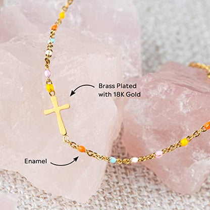 STORYJEWELLERY Religious Gifts for Women, Cross Bracelet, Baptism Gifts