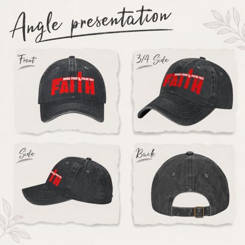 Religion Christ Christian Jesus Baseball Cap for Men Women Adjustable Retro Washed Golf Dad Caps Funny Graphic - color: Faith Over Fear Christ Christian