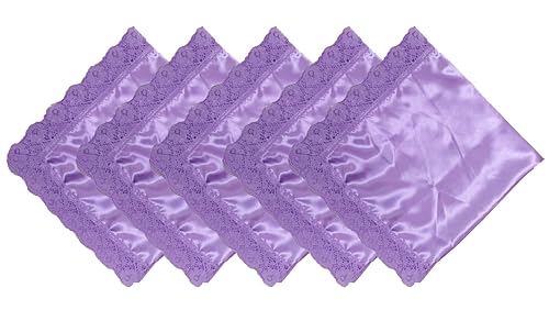 5pc 26'' lap scarf silk feeling fabric lap scarves with lace trims lap handkerchief lap covers lap skirts for women in church - color: Purple