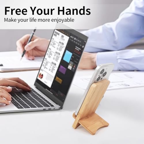 Cell Phone Stands, Desktop Stand, Luxury Nature Wood Simple Phone Stand, Compatible with iPhone & All Cell Phones, Ultra-Stable, Portable & Non-Slip Design, 2 Pieces, Bamboo - color: Bamboo