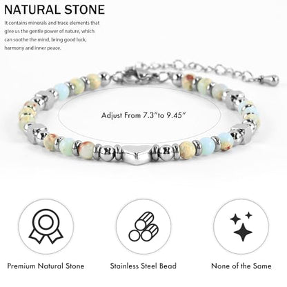 VIBILIA Cross Beaded Bracelets for Women, Birthday Gifts - color: A 4. Heart - Agalmatolite