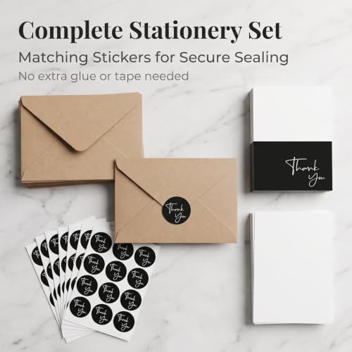 100 Pack Thank You Cards with Envelopes & Stickers - Thank You Notes - color: Black