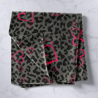 Erosebridal Grey Black Leopard Tapestry 59x82,Pink Love Hearts Tapestry For Bedroom Aesthetic,African Cheetah Print Tapestries,Farmhouse Rustic Wall Hanging - color: Black Grey Pink, size: 82.7"L x 59.1"W
