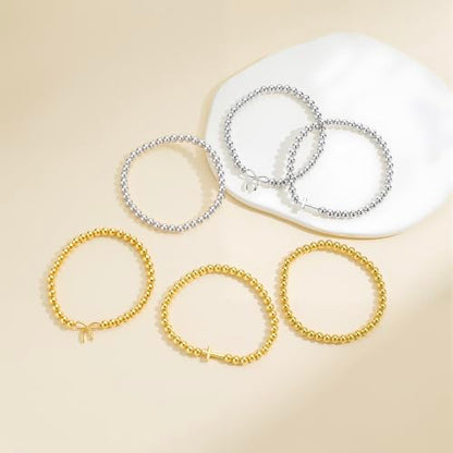 2Pcs Cross Bow Beaded Bracelets for Women - color: 01-Gold-Bead＋Cross