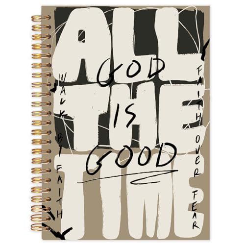 Christian Spiral Notebooks, God Is Good All the Time Bible Journaling Notebook, Religious Journals for Writing, Bible Notebook for Note Taking, Christian Gifts for Women Men, 5.5x8.3 Inch - color: brown