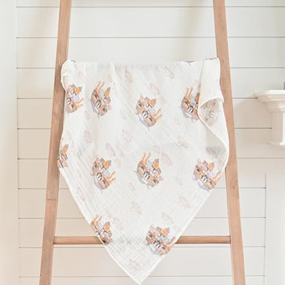 LollyBanks Muslin Swaddle Blanket, 47 x 47 in, Newborn Receiving Blanket - color: Noah's Ark