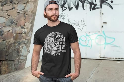 shop4ever I Can Do All Things Through Christ Philippians 4:13 T-Shirt - color: Black, size: Medium
